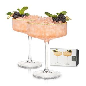 Open Box - Viski -  Meridian Vintage Coupe Glasses Set of 2 - Ch Gold
